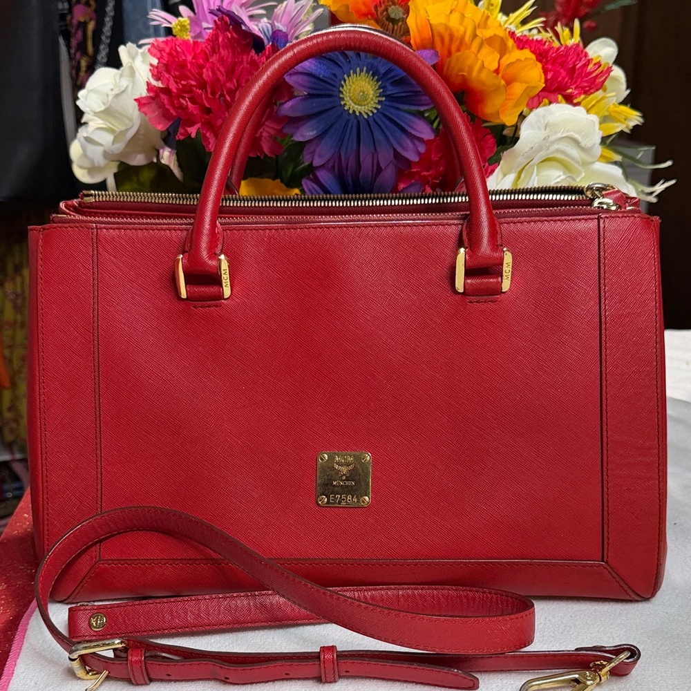 MCM 2 way tote bag with strap